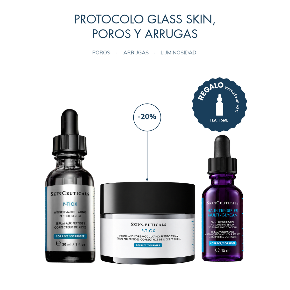 SKINCEUTICALS  P-TIOX 30ml + P-TIOX CREMA 48ml + H.A. INTENSIFIER MULTYGLYCAN 15ml (REGALO)